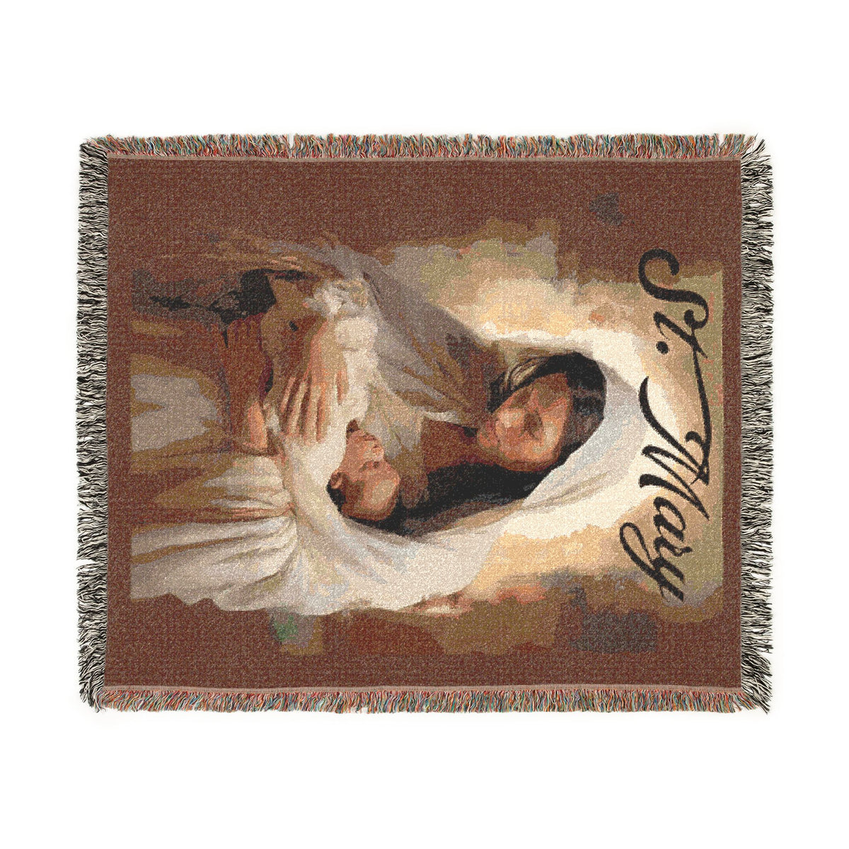Woven Blanket - Religious Madonna & Child Throw | Inspirational Christian Throw Blanket
