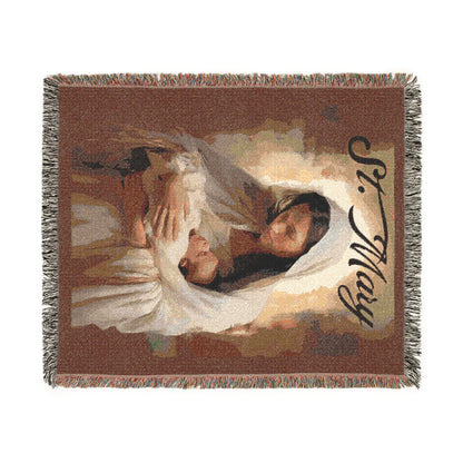 Woven Blanket - Religious Madonna & Child Throw | Inspirational Christian Throw Blanket