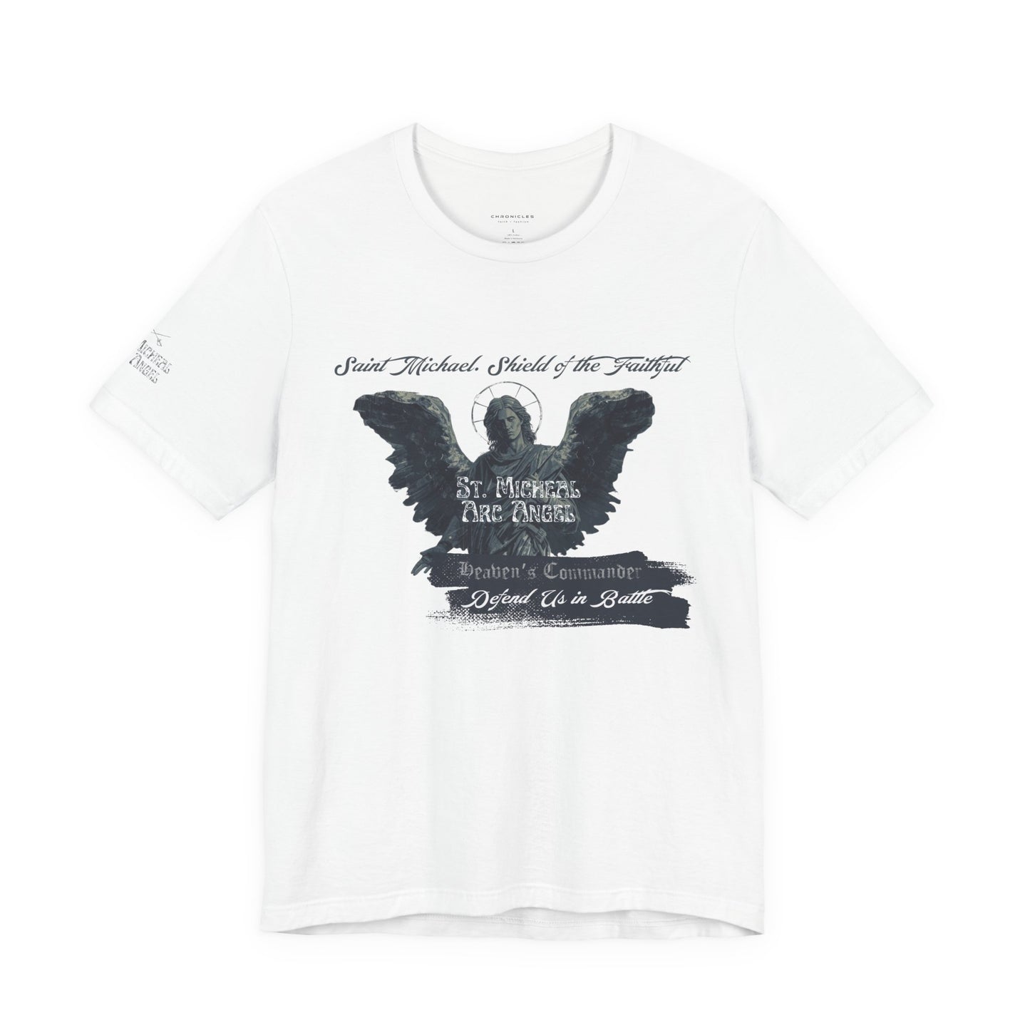 Copy of Saint Michael Short Sleeve Tee, Angel Wing Tee, Faith T-Shirt,Catholic christian  Apparel, Gift for Believers, Holy Mass Shirt