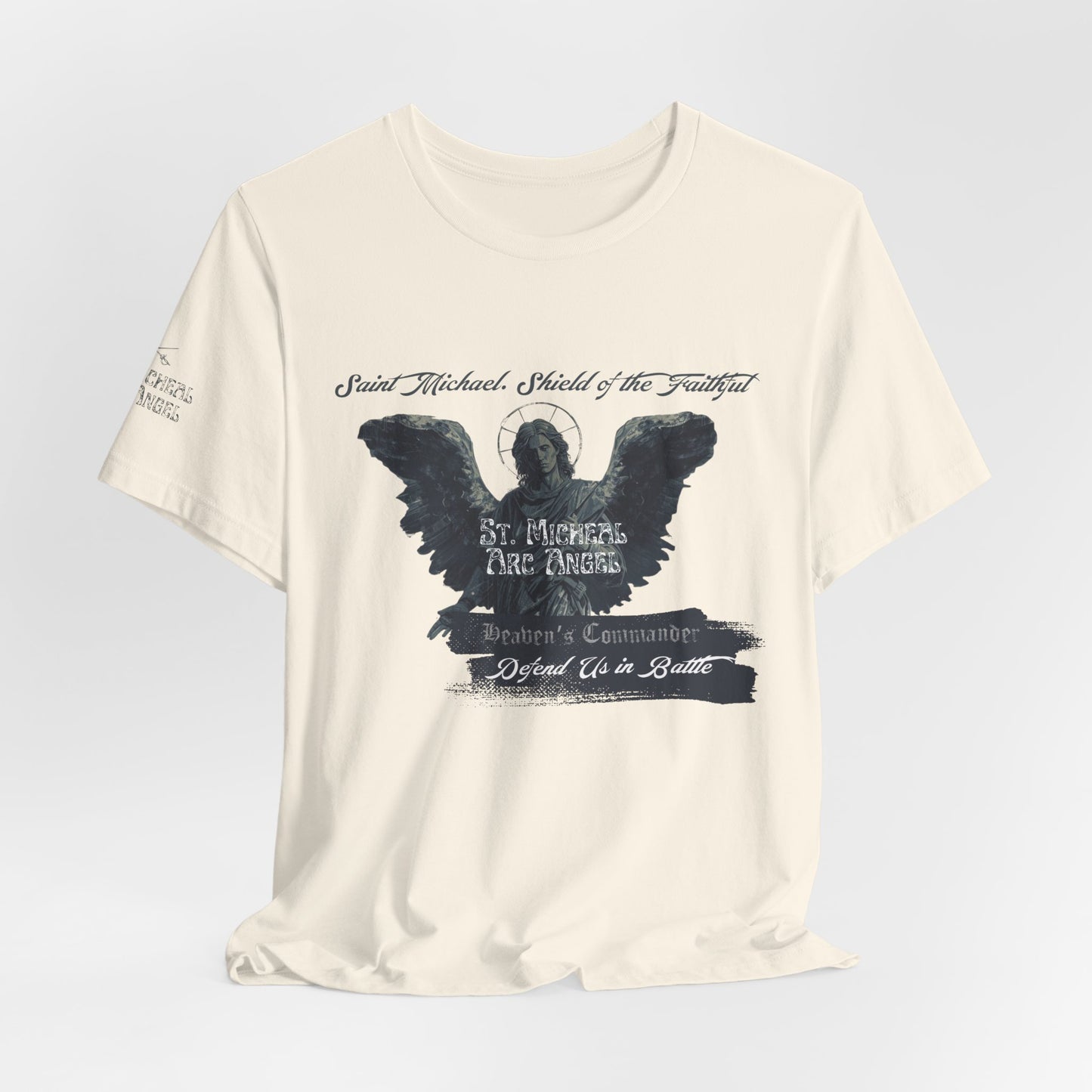 Copy of Saint Michael Short Sleeve Tee, Angel Wing Tee, Faith T-Shirt,Catholic christian  Apparel, Gift for Believers, Holy Mass Shirt