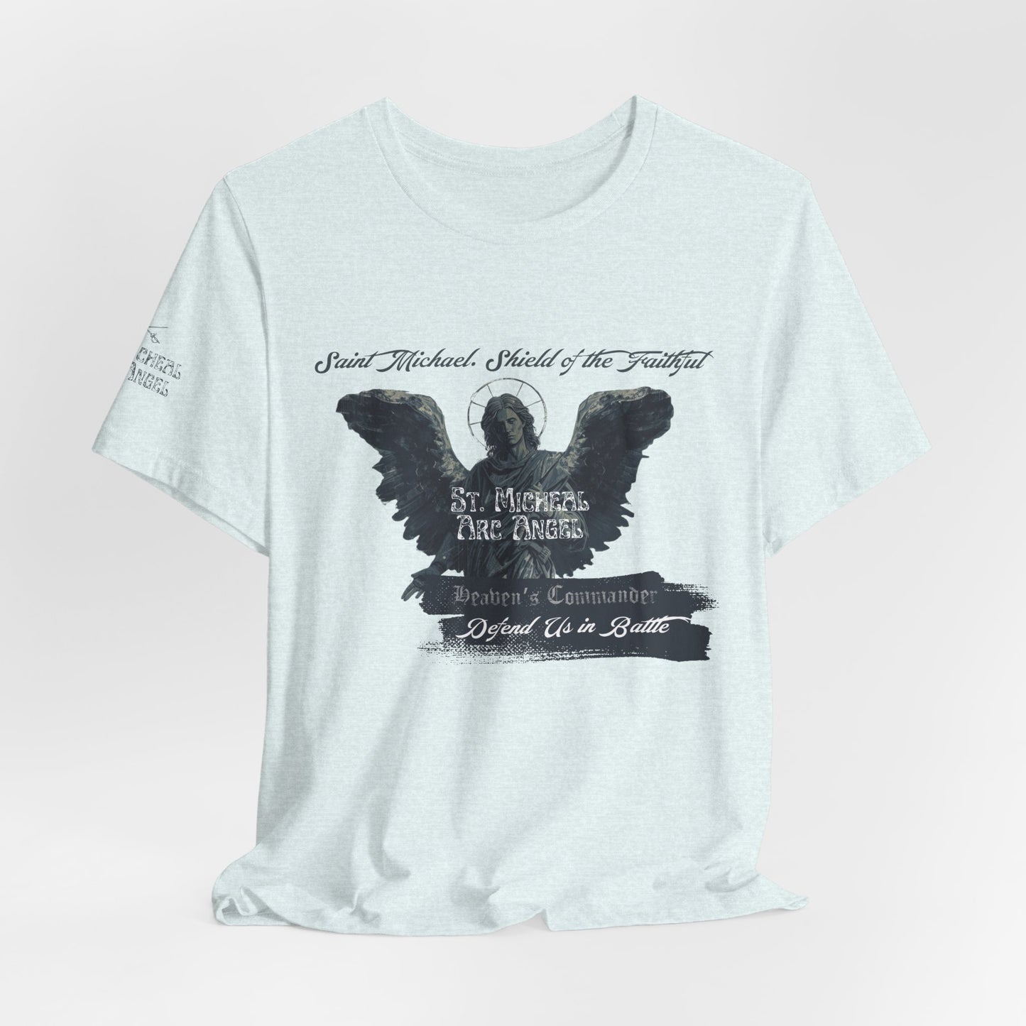 Copy of Saint Michael Short Sleeve Tee, Angel Wing Tee, Faith T-Shirt,Catholic christian  Apparel, Gift for Believers, Holy Mass Shirt
