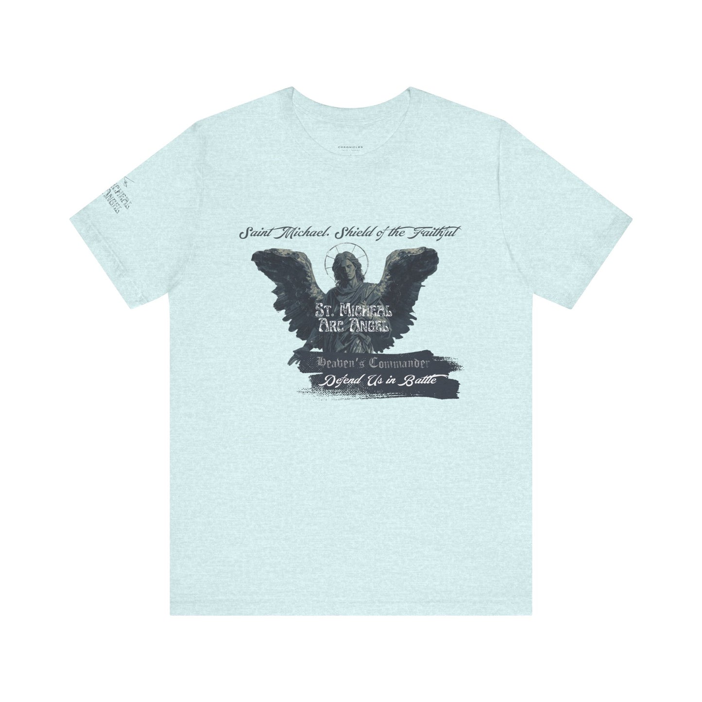 Copy of Saint Michael Short Sleeve Tee, Angel Wing Tee, Faith T-Shirt,Catholic christian  Apparel, Gift for Believers, Holy Mass Shirt