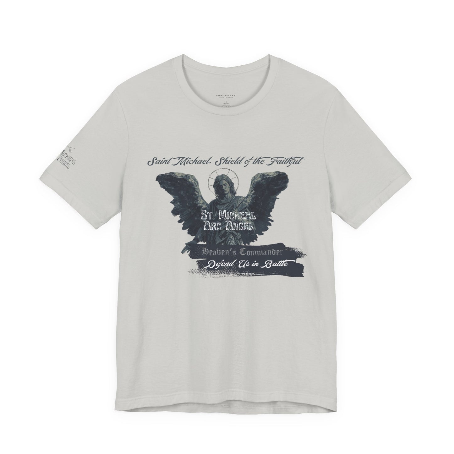 Copy of Saint Michael Short Sleeve Tee, Angel Wing Tee, Faith T-Shirt,Catholic christian  Apparel, Gift for Believers, Holy Mass Shirt
