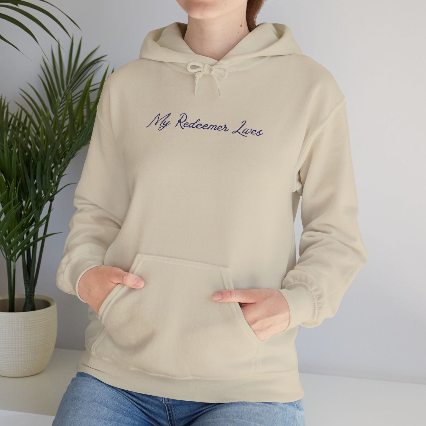 My Redeemer Lives" Women's Hoodie | Christian Catholic Sweatshirt | Job 19:25 Faith Apparel | Unisex Heavy Blend Hooded Sweatshirt