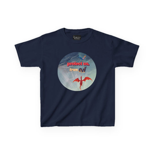 Protect Us From Evil" Kids T-Shirt | Children's Christian Prayer Apparel | Heavy Cotton™ Tee | Spiritual Protection Clothing