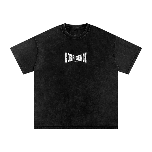 Godfidence 24/7 – Distressed Warp Script Catholic Streetwear Tee