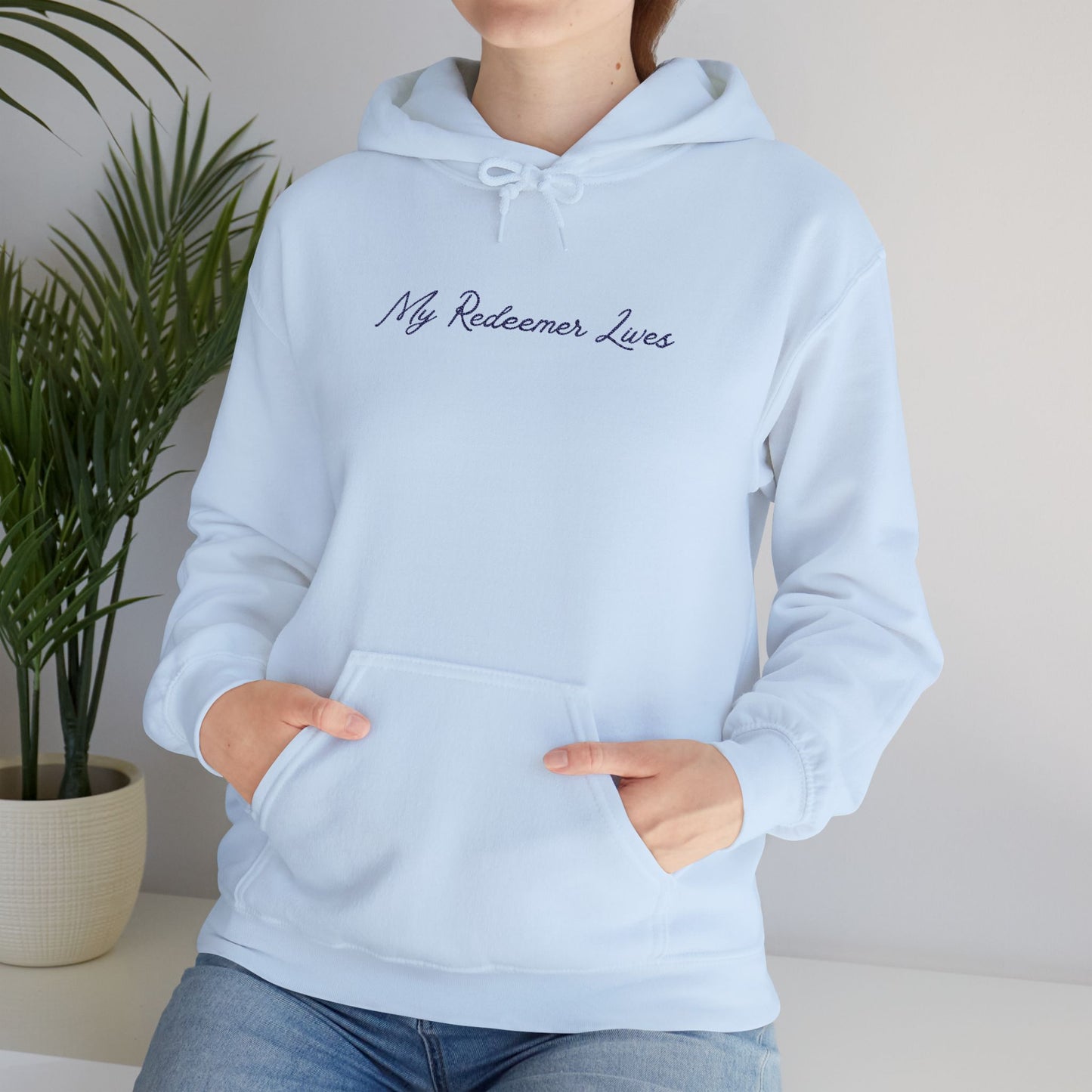 My Redeemer Lives" Women's Hoodie | Christian Catholic Sweatshirt | Job 19:25 Faith Apparel | Unisex Heavy Blend Hooded Sweatshirt