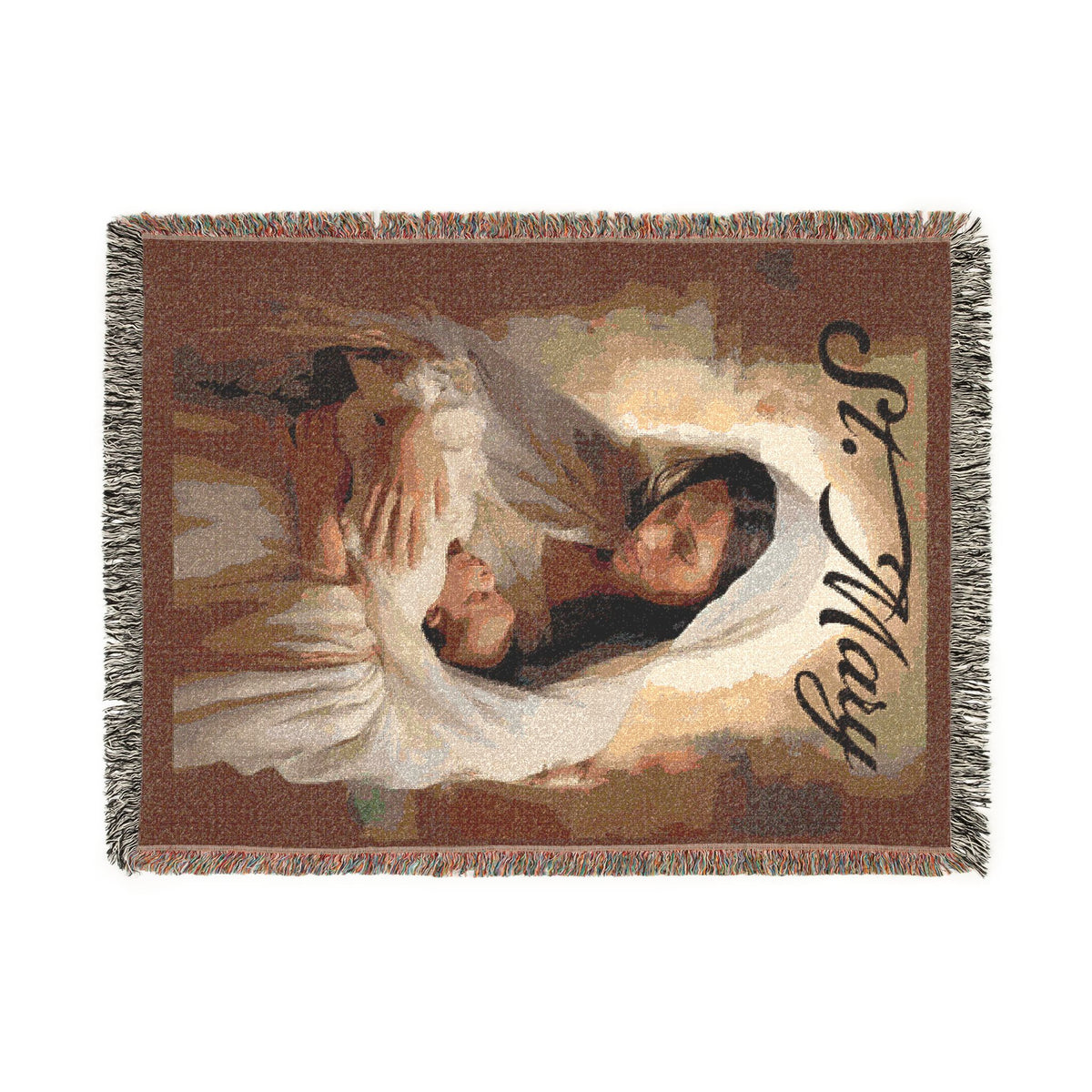 Woven Blanket - Religious Madonna & Child Throw | Inspirational Christian Throw Blanket