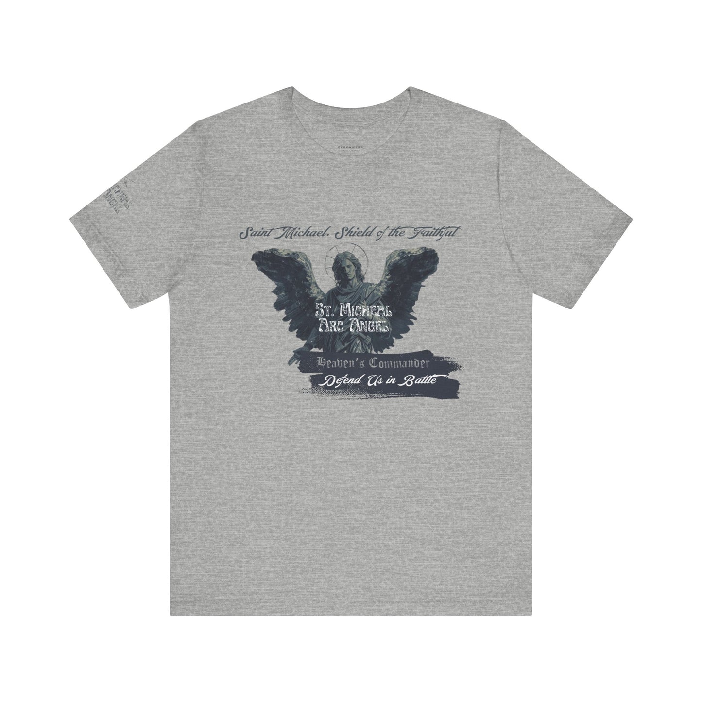 Copy of Saint Michael Short Sleeve Tee, Angel Wing Tee, Faith T-Shirt,Catholic christian  Apparel, Gift for Believers, Holy Mass Shirt