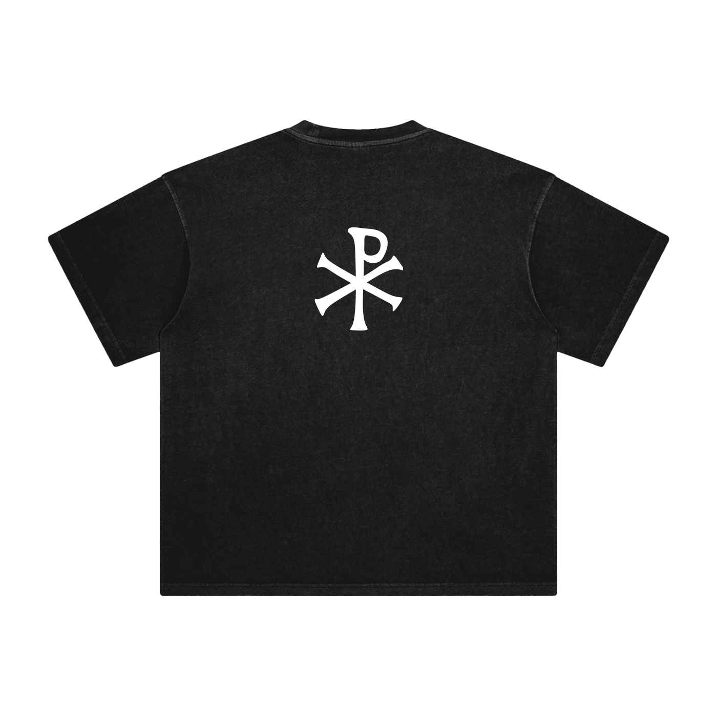 Constantine Christogram Christian T-Shirt | Gothic Faith Tee | Christ's Promise Scripture Shirt | Enzyme Washed Catholic T-shirt