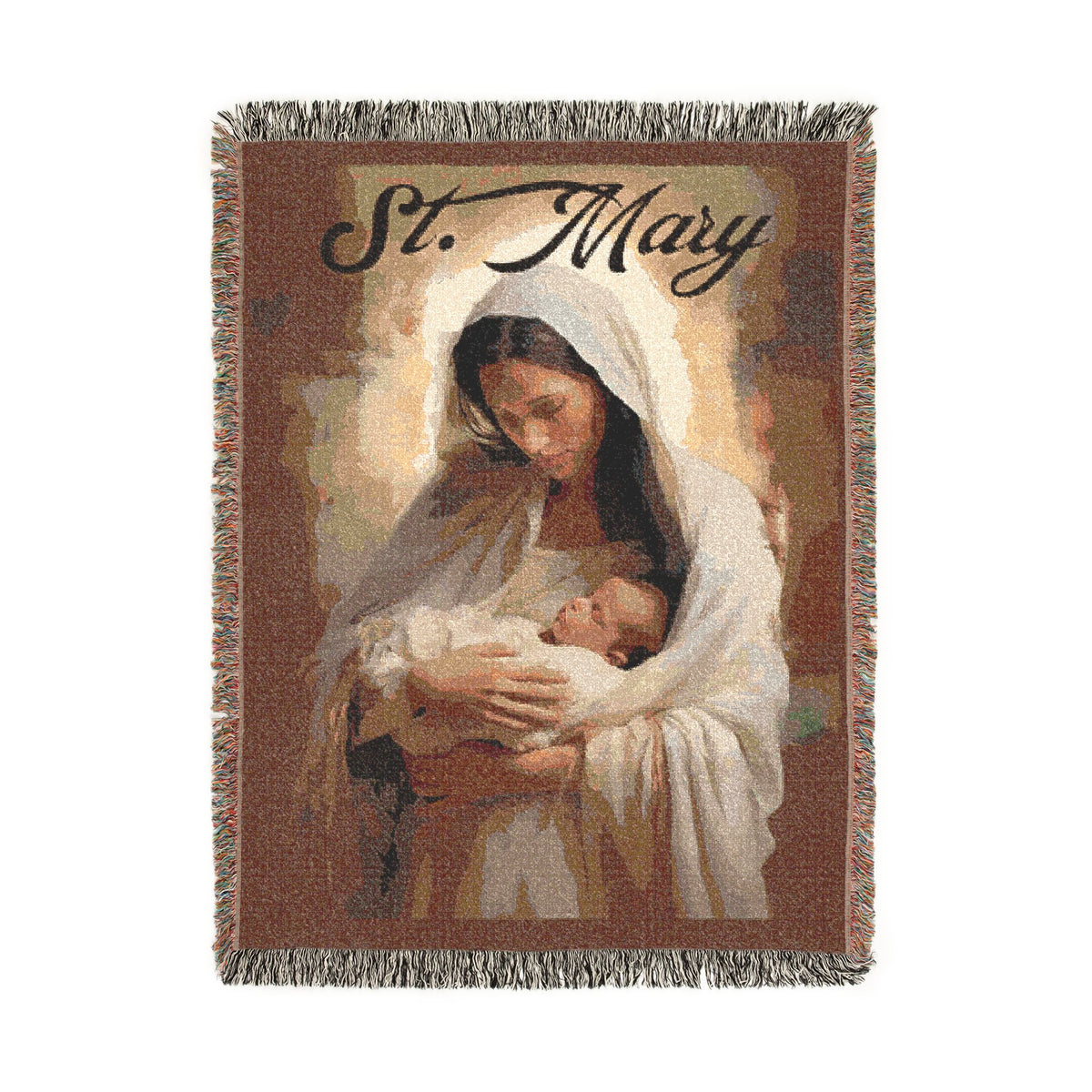 Woven Blanket - Religious Madonna & Child Throw | Inspirational Christian Throw Blanket