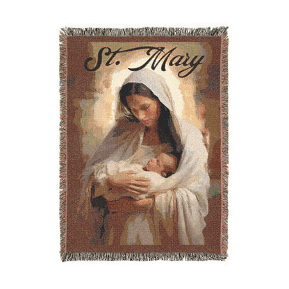 Woven Blanket - Religious Madonna & Child Throw | Inspirational Christian Throw Blanket