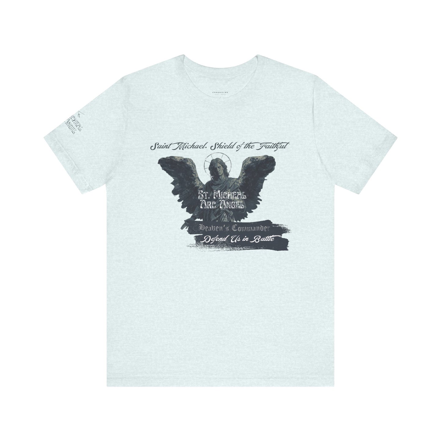 Copy of Saint Michael Short Sleeve Tee, Angel Wing Tee, Faith T-Shirt,Catholic christian  Apparel, Gift for Believers, Holy Mass Shirt
