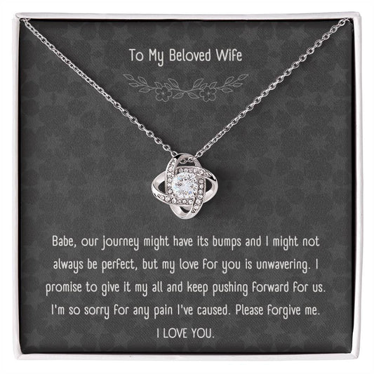 "Forgive Me, I Love You" - Love Knot Necklace with Message Card for Wife