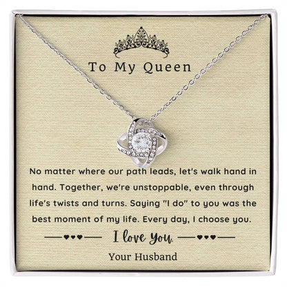 Love Knot Necklace for Wife - Sentimental Message Card Jewelry - Perfect Gift for Her
