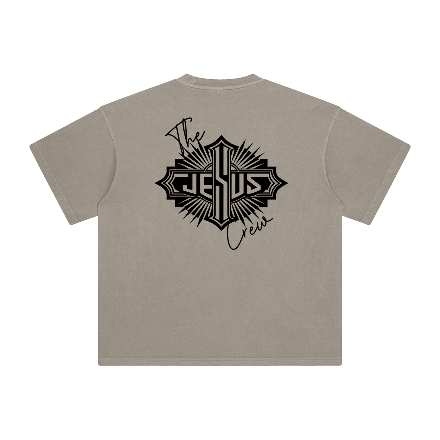 The Jesus Crew – Unisex Enzyme-Washed Tattoo Style Oversized Cotton T-Shirt