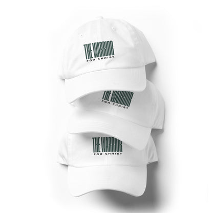 White caps with 'The Warrior for Christ' text on a white background