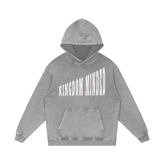 “Kingdom Minded” Snow-Washed Heavy Cotton Hoodie — Faith Streetwear for the Bold