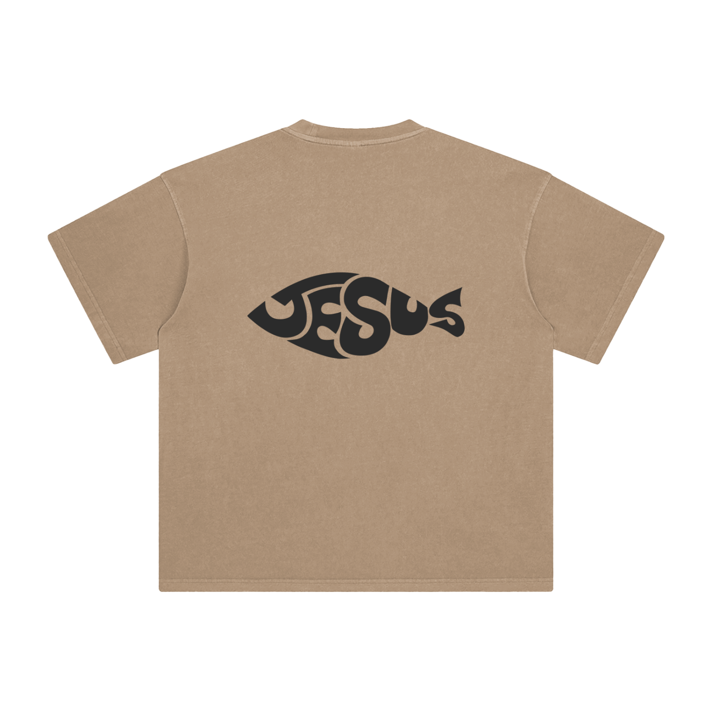Jesus Fish Eye Script Enzyme Washed Trendy Fit Tee - Catholic Faith Statement Shirt - Chronicles Boutique Christian Apparel