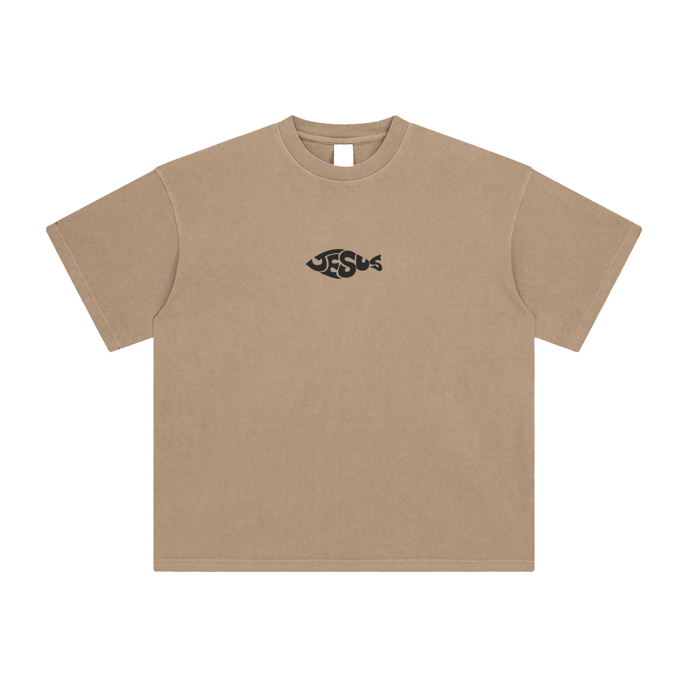 Jesus Fish Eye Script Enzyme Washed Trendy Fit Tee - Catholic Faith Statement Shirt - Chronicles Boutique Christian Apparel