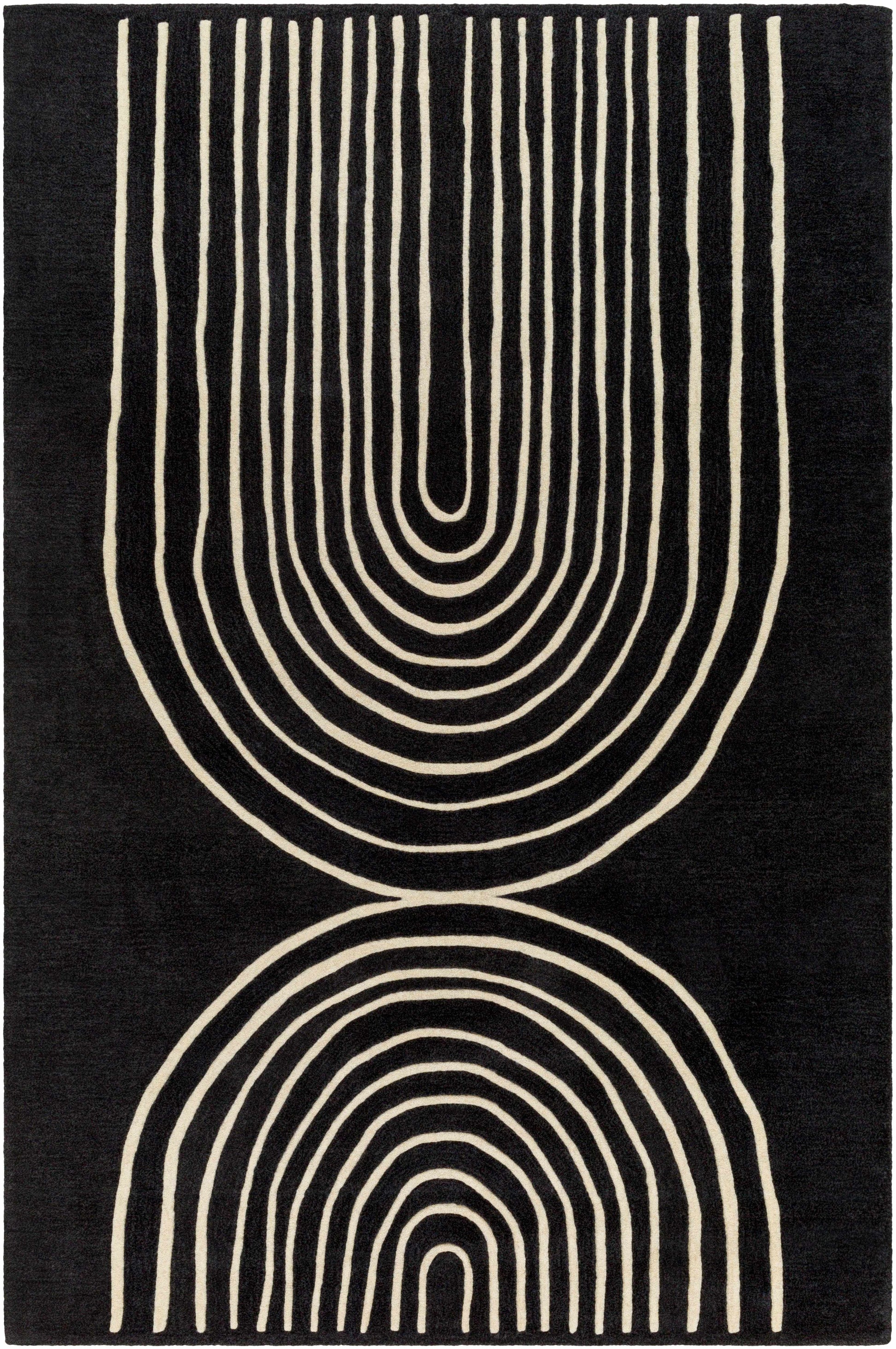 Fuat Black Wool Rug-1
