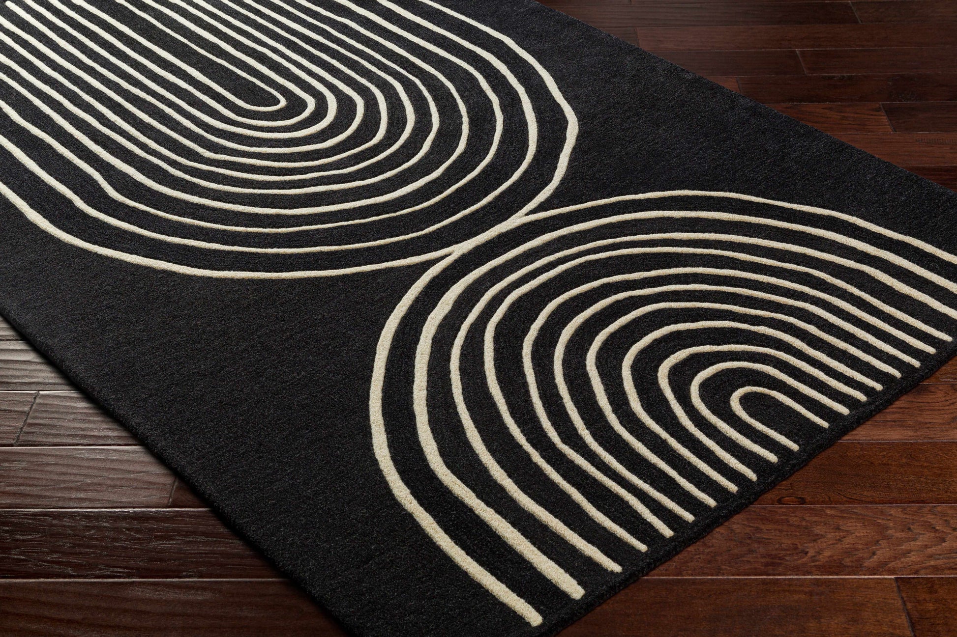 Fuat Black Wool Rug-3