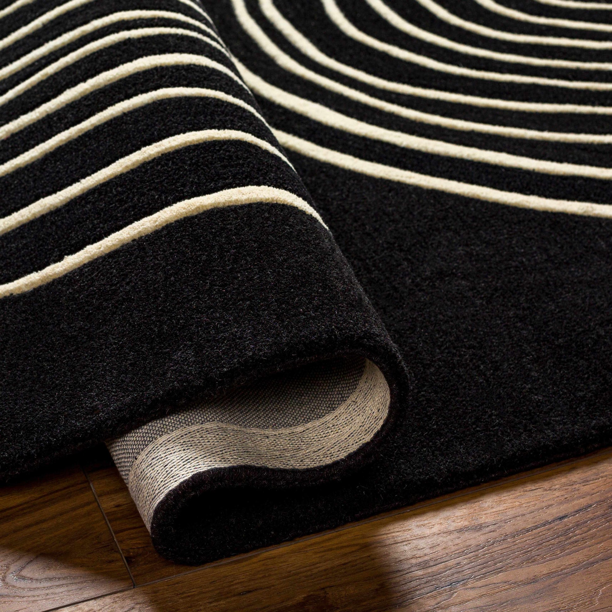 Fuat Black Wool Rug-4