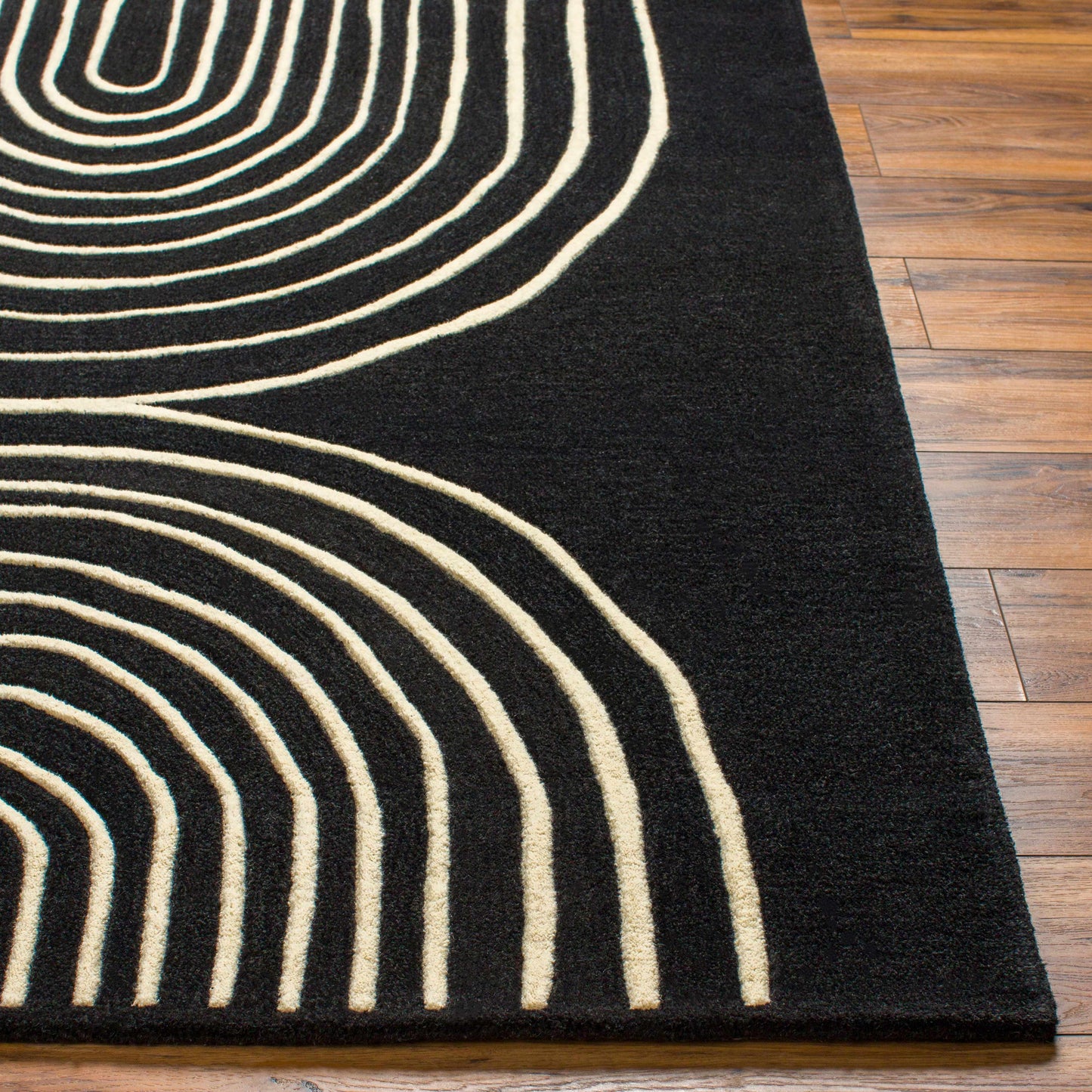 Fuat Black Wool Rug-2