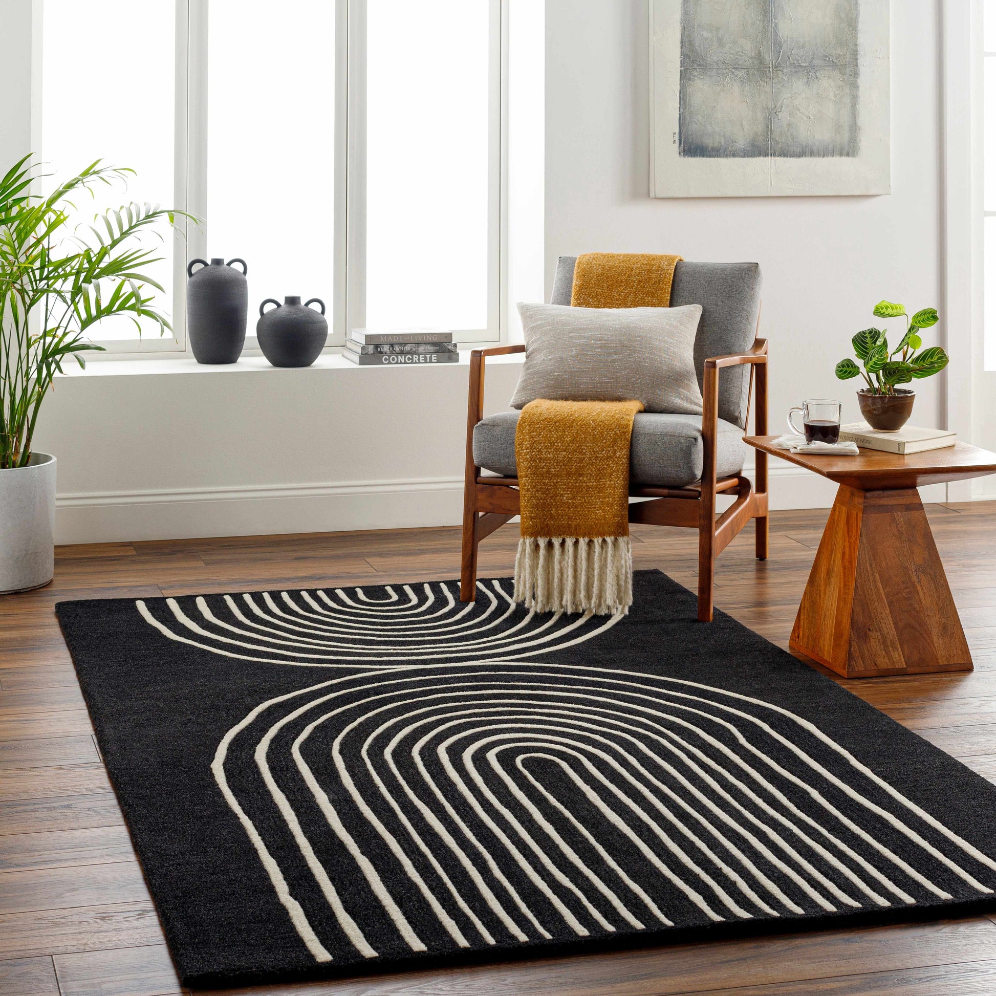 Fuat Black Wool Rug-0
