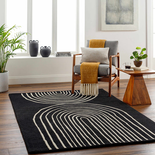 Fuat Black Wool Rug-0
