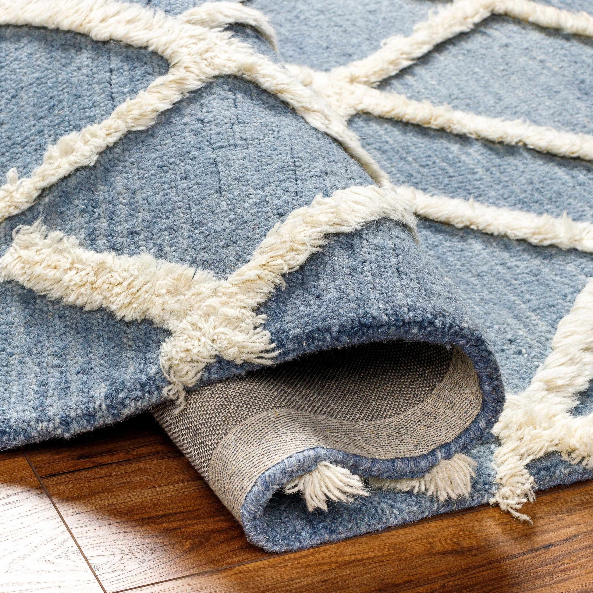 Adica Blue Wool Area Rug - Clearance-2