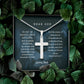 Personalized Engravable Steel Cross for Son | Message Card Jewelry by CB