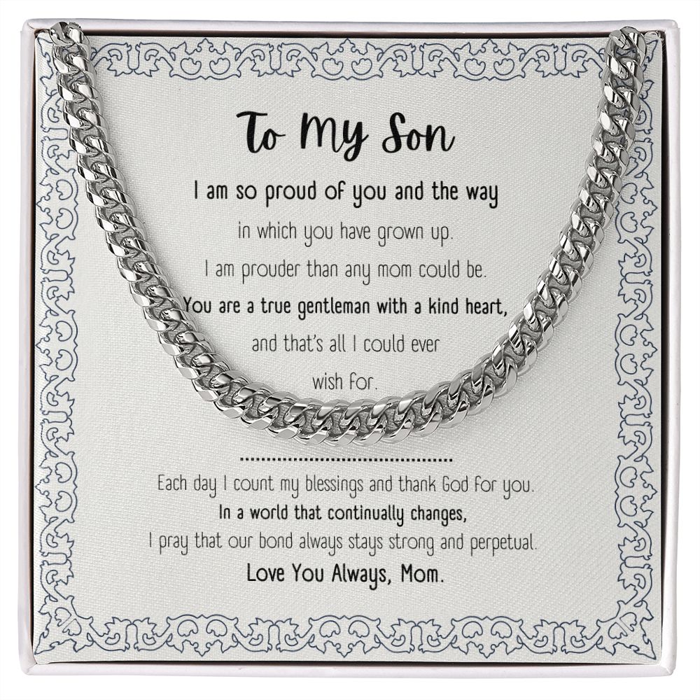 Cuban Link Chain | Gift for My Son | Message Card Jewelry