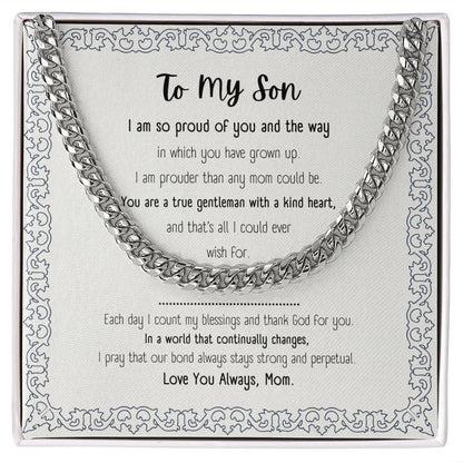 Cuban Link Chain | Gift for My Son | Message Card Jewelry
