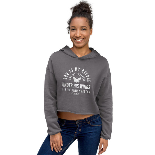 Psalm 91 God is my Refuge Crop Hoodie